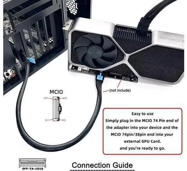 Alt view image 5 of 7 - Card External MCIO 8i Mini Cool Edge IO SFF-TA-1016 to PCIE5.0 PCI-Express 8X VROC Adapter for Mainboard SSD Graphics Card