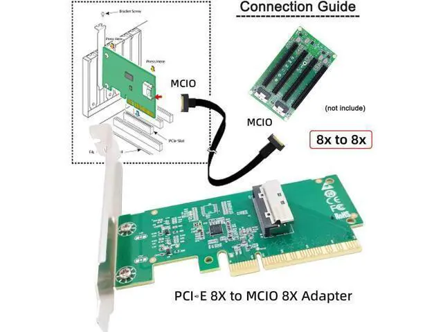 Alt view image 3 of 7 - PCIE 5.0 PCI-Express 8X to MCIO 8i Mini Cool Edge IO SFF-TA-1016 VROC Adapter for Mainboard SSD Graphics Card