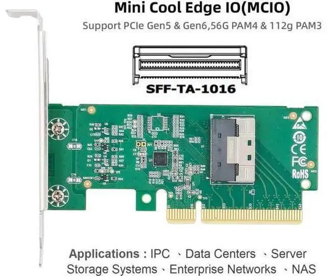 Alt view image 4 of 7 - PCIE 5.0 PCI-Express 8X to MCIO 8i Mini Cool Edge IO SFF-TA-1016 VROC Adapter for Mainboard SSD Graphics Card