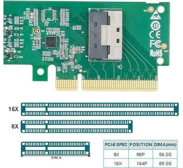 Alt view image 6 of 7 - PCIE 5.0 PCI-Express 8X to MCIO 8i Mini Cool Edge IO SFF-TA-1016 VROC Adapter for Mainboard SSD Graphics Card