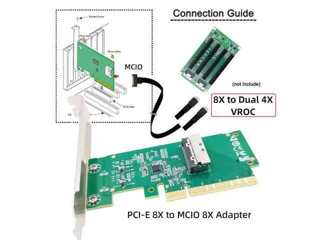 Alt view image 3 of 7 - PCI-Express 8X PCIE5.0 to MCIO 8i Mini Cool Edge IO SFF-TA-1016 VROC Adapter for Mainboard SSD Graphics Card
