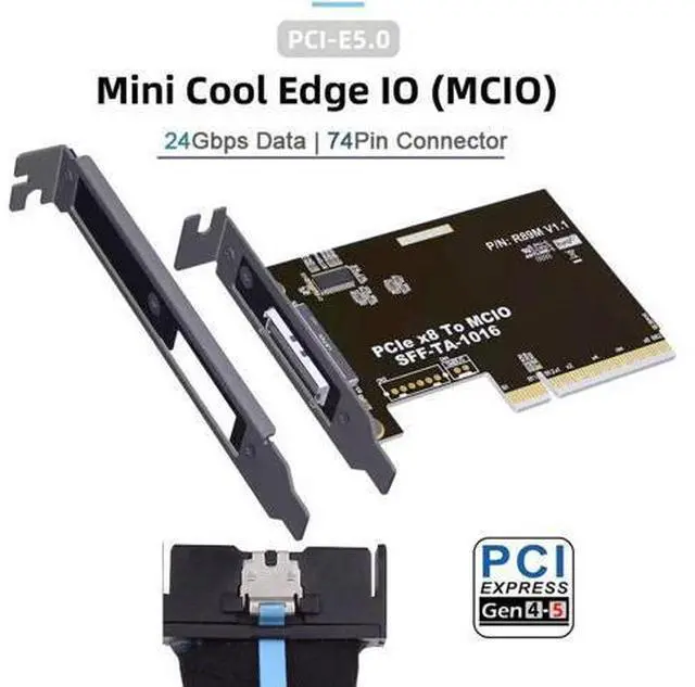 Alt view image 2 of 7 - External MCIO 8i Mini Cool Edge IO SFF-TA-1016 to PCIE5.0 PCI-Express 8X VROC Adapter for Mainboard SSD Graphics Card