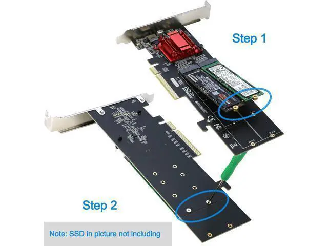 Alt view image 4 of 5 - Dual NVMe PCIe Adapter, M.2 NVMe SSD to PCI-e 3.1 x8/x16 Card Support M.2 (M Key) NVMe SSD 22110/2280/2260/2242/2230