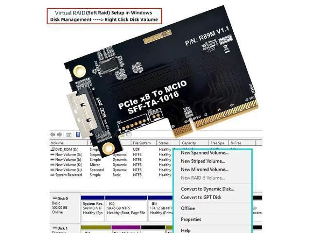 Alt view image 3 of 7 - PCIe 5.0 x8 Host Adapter Card for MCIO 8i (SFF-TA-1016) Port | Add GPUs, NVMe SSDs & Support VROC on Your Motherboard