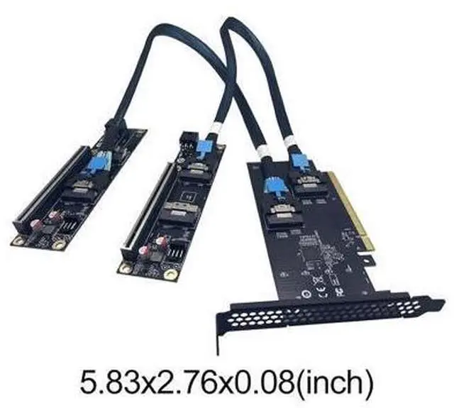 Alt view image 6 of 7 - SlimSAS 4.0 PCIe Split Complete Kit SFF-8654 8i External GPU Adapter with Two Riser Cards Two 75cm Cable One PCIe 16X Backplanes for Dual Graphics Card Expansion