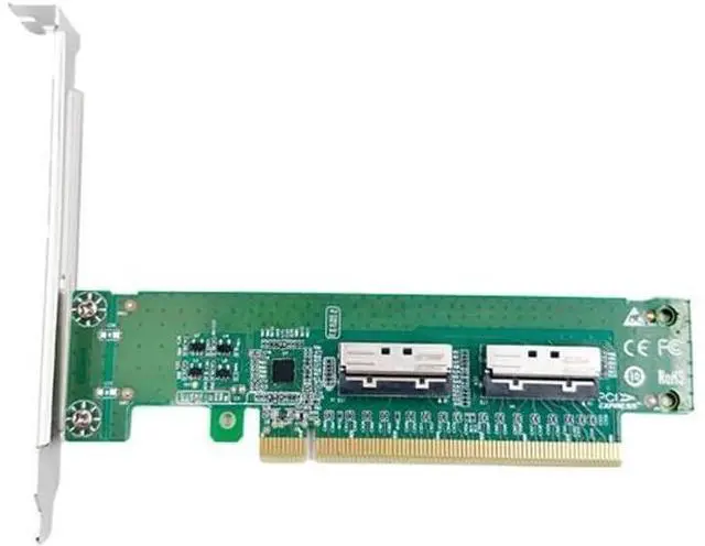 Main image of PCIe5.0 x16 to 2-Port MCIO 8i NVMe Adapter - Supports 4 NVMe SSD Compatible with PCIe Gen5/Gen4/Gen3, Bifurcation Support SFF-9402 Compliant
