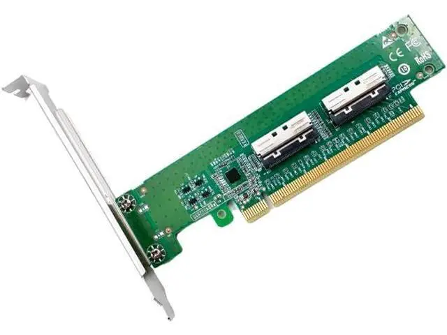 Alt view image 3 of 7 - PCIe5.0 x16 to 2-Port MCIO 8i NVMe Adapter - Supports 4 NVMe SSD Compatible with PCIe Gen5/Gen4/Gen3, Bifurcation Support SFF-9402 Compliant