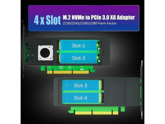 Alt view image 5 of 7 - ST560 Quad M.2 NVMe to PCIe 3.0 X8 Adapter with PCIe Bifurcation, Setup Soft M.2 NVMe RAID via OS Tool
