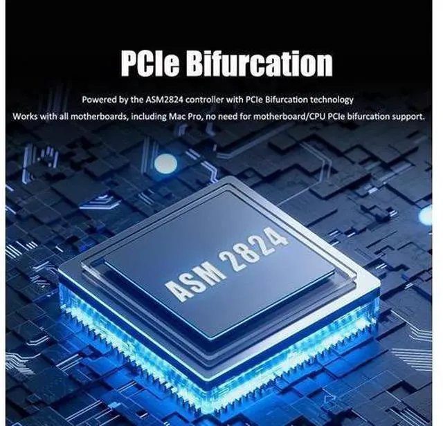 Alt view image 4 of 7 - ST560 Quad M.2 NVMe to PCIe 3.0 X8 Adapter with PCIe Bifurcation, Setup Soft M.2 NVMe RAID via OS Tool