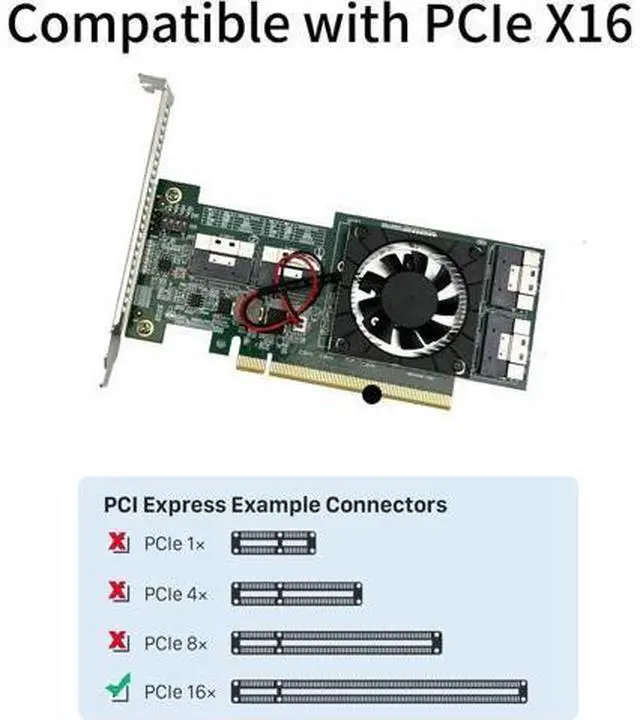 Alt view image 5 of 6 - PCIe3.0 X16 to (4X) SFF-8654 8i Adapter, for GPU & NVMe SSD, PLX8749 Controller with Bifurcation Function, Applicable to Windows Server/Windows/linux/VMwareESX/ESXi/FreeBSD14/Ubuntu System