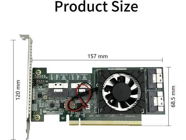 Alt view image 6 of 6 - PCIe3.0 X16 to (4X) SFF-8654 8i Adapter, for GPU & NVMe SSD, PLX8749 Controller with Bifurcation Function, Applicable to Windows Server/Windows/linux/VMwareESX/ESXi/FreeBSD14/Ubuntu System