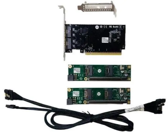 Main image of External PCI Express x16 4.0 to SFF-8654 8I Slim SAS Adapter 2*SFF-8654 8I to PCI-E X8 Baseplate +2* SFF-8654 8I to SFF-8654 8I 70CM Intersection Cable