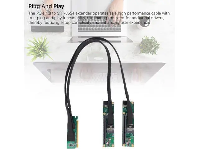 Alt view image 4 of 7 - PCIe 4.0 X16 to SFF 8654 X2 Adapter, Gen4 Split Extender Cable, Plug and Play for Computer Motherboards