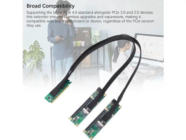 Alt view image 5 of 7 - PCIe 4.0 X16 to SFF 8654 X2 Adapter, Gen4 Split Extender Cable, Plug and Play for Computer Motherboards