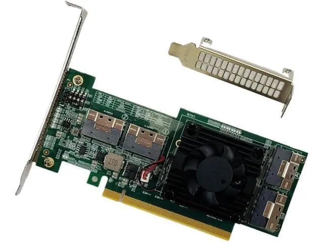 Alt view image 2 of 6 - PCIe3.0 X16 to 4Port SFF-8654 8i Adapter, for GPU & NVMe SSD, PEX8749 PLX8749 Controller with Bifurcation Function, Applicable to Windows Server/Windows/linux/VMwareESX/ESXi/FreeBSD14/Ubuntu System