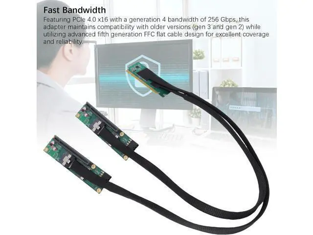 Alt view image 3 of 7 - PCIe 4.0 X16 to SFF 8654 X2 Adapter, Gen4 Split Extender Cable, Plug and Play for Computer Motherboards