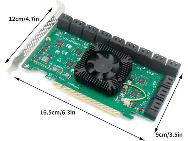 Alt view image 6 of 7 - PCIEx16 to 24-Port SATA 3.0 Expansion Card with 20 inches SATA Bundle Cables for Desktop SSD/HDD, Plug & Play, Compatible with Windows/Linux/ESXi