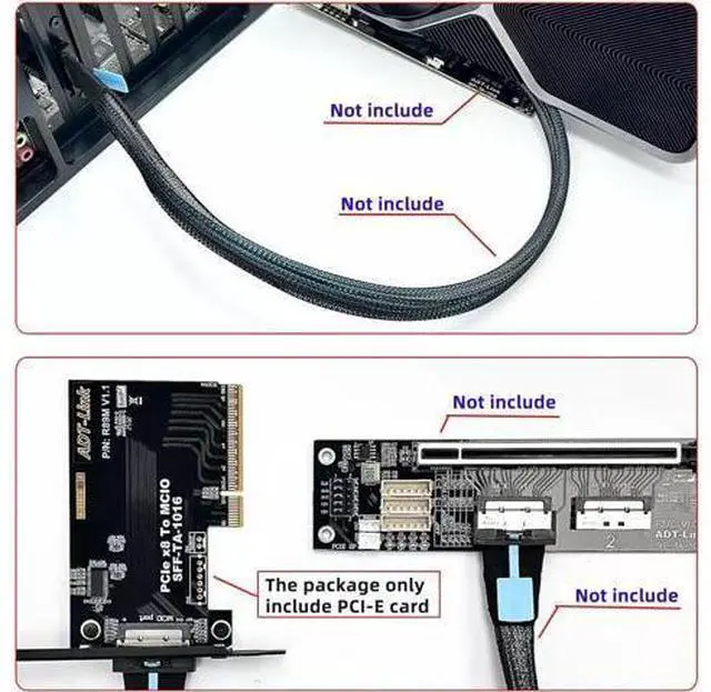 Alt view image 7 of 7 - Card External MCIO 8i Mini Cool Edge IO SFF-TA-1016 to PCIE5.0 PCI-Express 8X VROC Adapter for Mainboard SSD Graphics Card