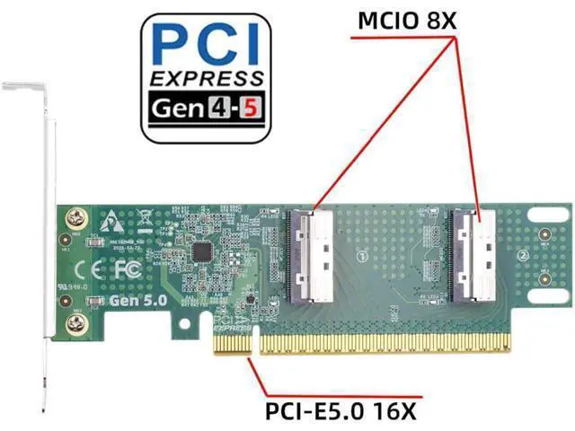 Alt view image 3 of 7 - Adapter PCI-E 5.0 PCI-Express 16x to SFF-TA-1016 Dual MCIO 8i Mini Cool Edge IO VROC Adapter for Mainboard SSD Graphics Card