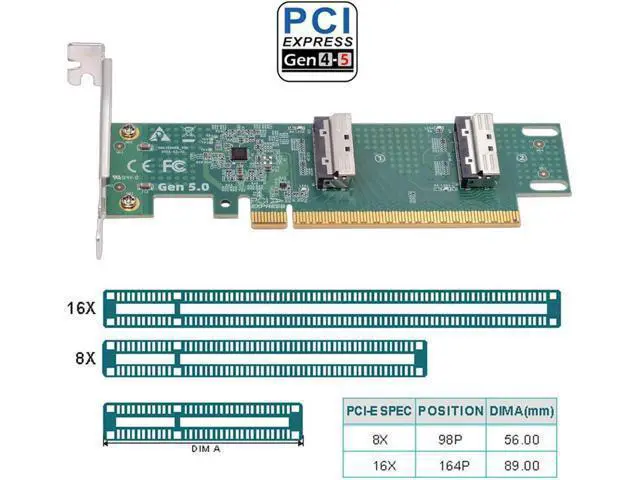 Alt view image 4 of 7 - Adapter PCI-E 5.0 PCI-Express 16x to SFF-TA-1016 Dual MCIO 8i Mini Cool Edge IO VROC Adapter for Mainboard SSD Graphics Card