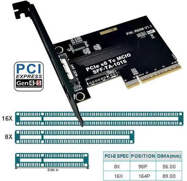 Alt view image 5 of 7 - External MCIO 8i Mini Cool Edge IO SFF-TA-1016 to PCIE5.0 PCI-Express 8X VROC Adapter for Mainboard SSD Graphics Card