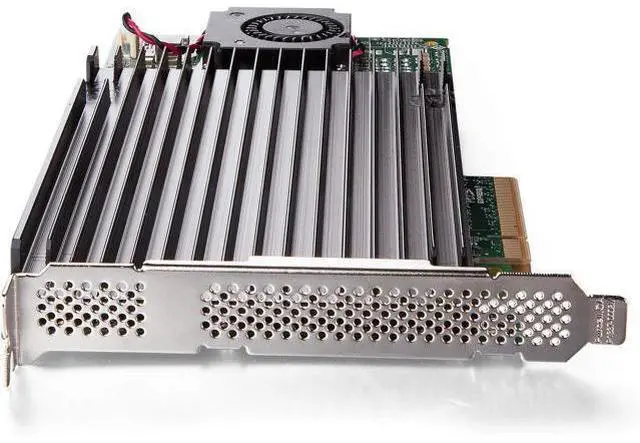Alt view image 2 of 6 - PCIe 3.0 x8 NVMe SSD Card, 4-Port M.2 U.2 Expansion with PEX8724 Controller, Aluminum Heatsink & Fan, Non-Bifurcation Motherboards, 2230/2242/2260/2280/22110 SSDs, Includes Full-Height Bracket