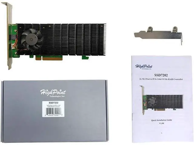 Alt view image 2 of 2 - HigH-Point SSD7202 PCIe 3.0 x8 2-Port M.2 NVMe RAID AIC RAID Controller Card