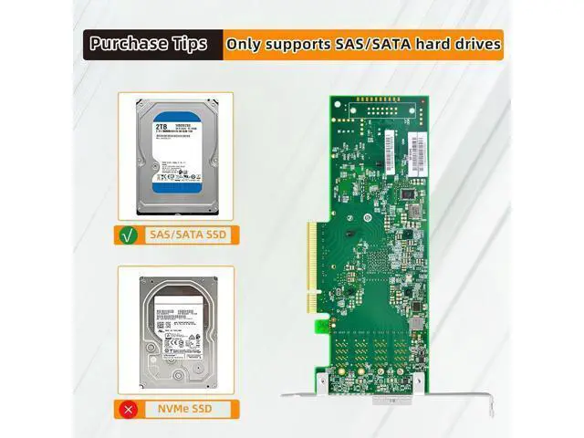 Alt view image 5 of 7 - 8 Port PCIe 3.1 X8 SATA SAS 12Gbps HBA Expansion Card with SFF 8644 Interface Controller, Supports SSD HDD for Server/Workstation Storage Adapter