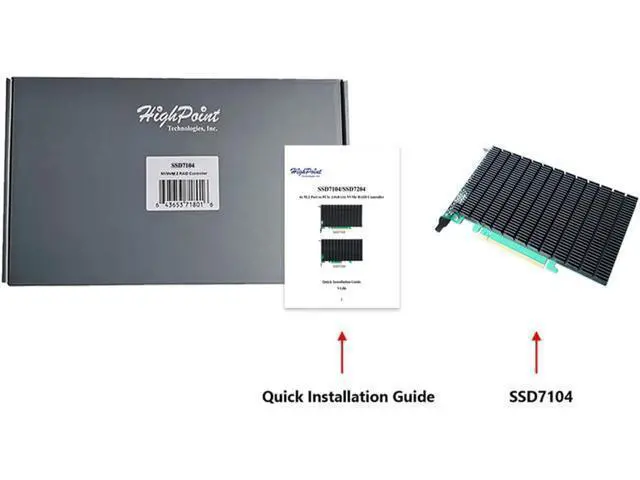 Alt view image 6 of 6 - HigH-Point 4-Port M.2 SSD7104 PCIe Gen3 NVMe RAID Controller for Windows, Mac & Linux Systems.