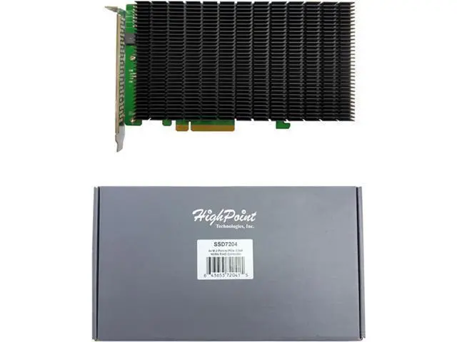 Alt view image 3 of 3 - HigH-Point 4-Port M.2 SSD7204 PCIe Gen3 NVMe RAID Controller for Windows, Mac & Linux Systems.