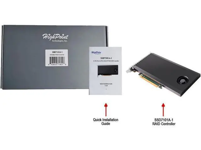 Alt view image 5 of 5 - HigH-Point 4-Port M.2 SSD7101A PCIe Gen3 NVMe RAID Controller for Windows, Mac & Linux Systems.