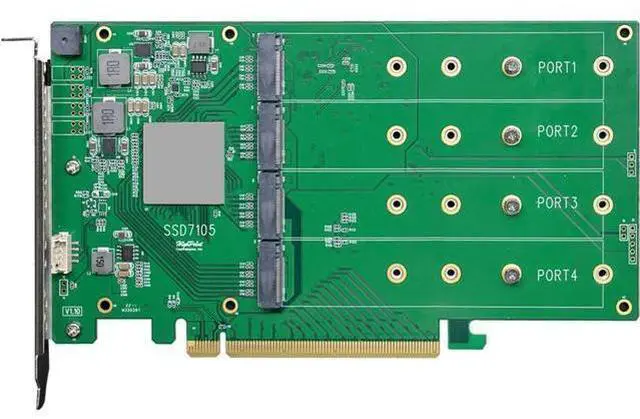 Alt view image 3 of 6 - HigH-Point 4-Port M.2 SSD7105 PCIe Gen3 Bootable NVMe RAID Controller for Windows & Linux Systems.