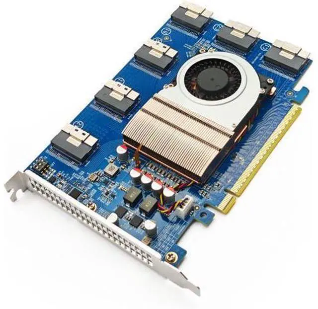 Main image of PCIe4.0 X16 to (6X) SFF-8654 8i Adapter, for GPU & NVMe SSD, PEX88096 Controller with Bifurcation Function