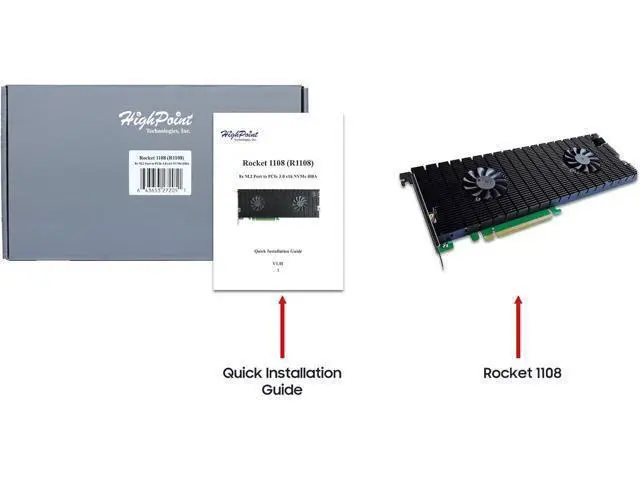 Alt view image 4 of 4 - HigH-Point 8-Port M.2 Rocket 1108 PCIe Gen3 NVMe HBA for Windows, Mac, Linux and, VMWare Systems.