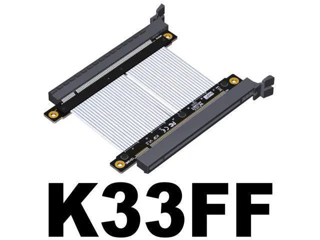 Alt view image 2 of 4 - PCIe 4.0 x16 to x16 Male to Male/Female to Female Extension Cable for PCIe x16 Board to Board Jumpers Silver-Plated Wire Low Impedance Gen4 (K33FF(Tx to Tx/Rx to Rx), 15cm)