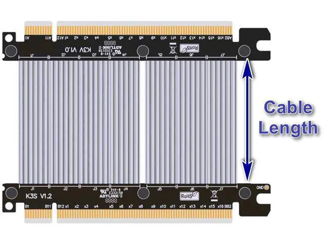 Alt view image 4 of 4 - PCIe 4.0 x16 to x16 Male to Male/Female to Female Extension Cable for PCIe x16 Board to Board Jumpers Silver-Plated Wire Low Impedance Gen4 (K33VS(Tx to Tx/Rx to Rx), 50cm)