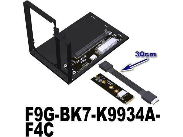 Alt view image 2 of 7 - PCIe 4.0 M.2 NVMe to Oculink(SFF-8611/SFF-8612) to PCI Express x16 eGPU Adapter for GPD Win Max2 External Graphics Card & SSD (F9G-BK7-K9934A-F4C-30cm)