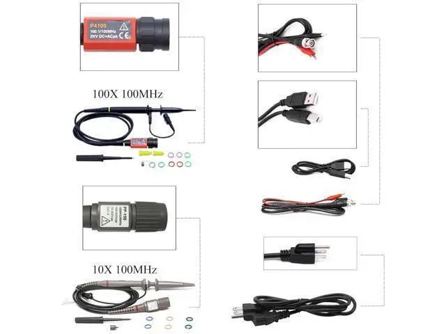 Alt view image 5 of 6 - Hantek DSO2C10 Digital Storage Oscilloscope 100MHz Bandwidth 2CH Dual Channel 1GSa/s 8M Memory Depth with High Voltage Probre
