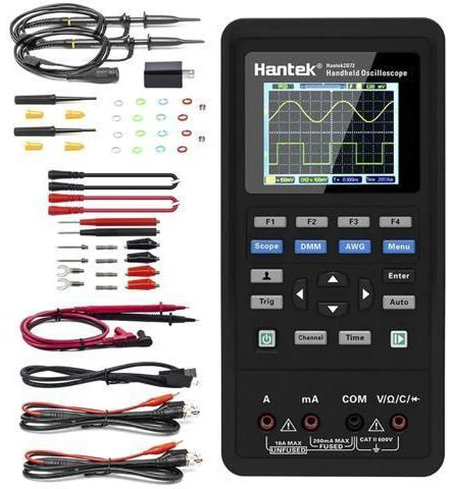 Main image of Hantek 2D72 Handheld Oscilloscope 70MHz Waveform Generator Multimeter 3 in 1 Multifunction Tester 2CH+AFG+DMM