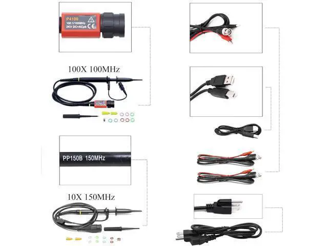 Alt view image 5 of 7 - Hantek DSO2D15 Digital Storage Lab Oscilloscopes150MHz Bandwidth 2CH Dual Channel 1GSa/s 8M Memory Depth with 1CH Waveform Generator with High Voltage Probe