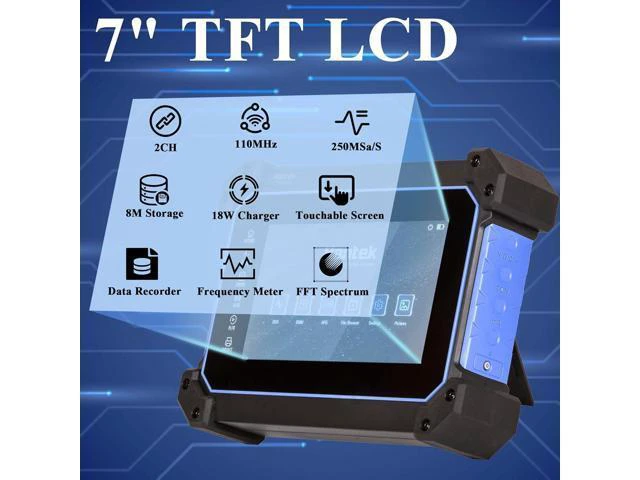Alt view image 4 of 6 - Hantek Tablet Oscilloscope 110MHz Bandwidth 250MSa/S 8M Storage Depth with 7" Touch Screen(TO1112/110MHz+2CH)