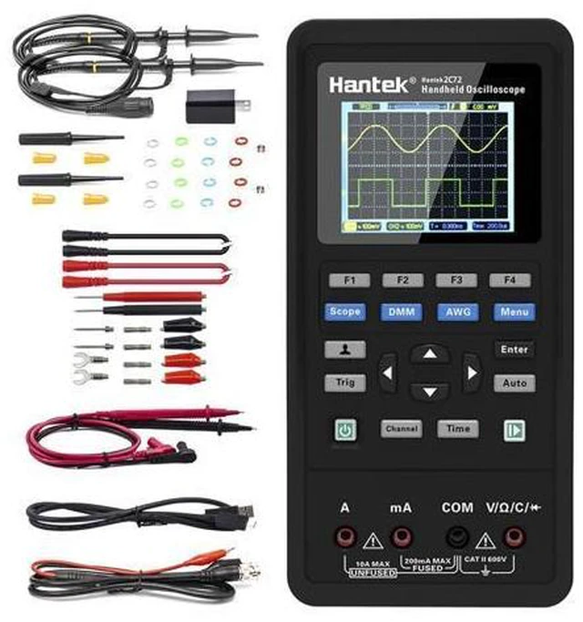 Main image of Hantek 2C72 Handheld Oscilloscope 70MHz Multimeter 2CH+DMM 2 in 1 Multifunction Tester