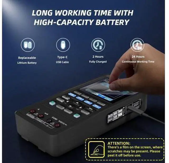Alt view image 6 of 7 - Hantek 2C42 Handheld Oscilloscope Multimeter 2 in 1 Multifunction Tester 2CH+DMM 40MHz Scope