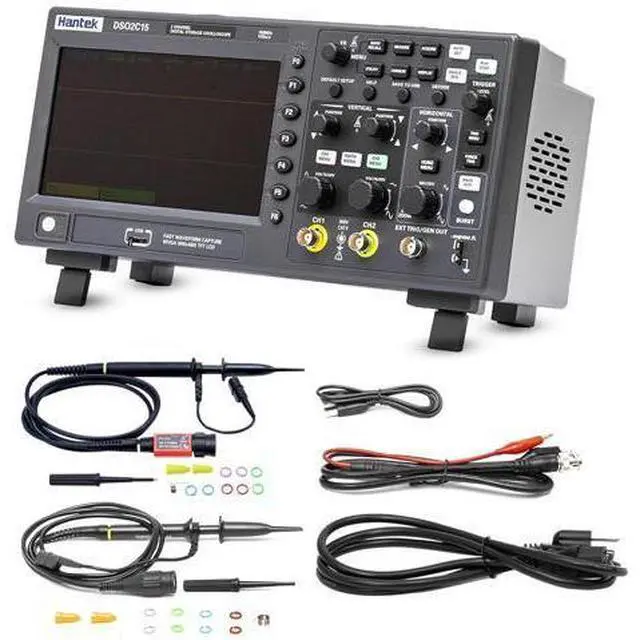 Main image of Hantek DSO2C15 Digital Storage Oscilloscope 150MHz Bandwidth 2CH Dual Channel 1GSa/s 8M Memory Depth with High Voltage Probe