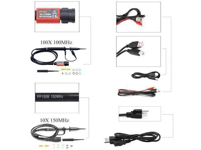 Alt view image 5 of 7 - Hantek DSO2C15 Digital Storage Oscilloscope 150MHz Bandwidth 2CH Dual Channel 1GSa/s 8M Memory Depth with High Voltage Probe