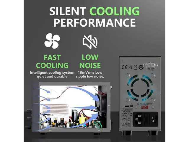 Alt view image 5 of 7 - Hantek HDP1160V4S Programmable DC Power Supply 160V 4A 10mV/1mA 4-Digits Display Input 230V/115V Storage Functions up to 10 Groups
