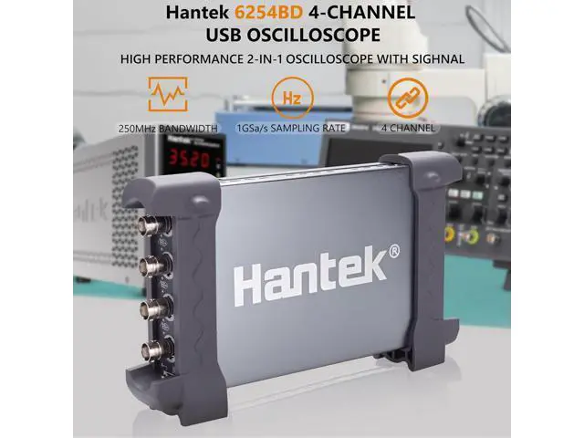 Alt view image 2 of 7 - Hantek Oscilloscope, 4CH Oscilloscope 250MHz USB PC Digital Oscillograph, 200MSa/s DDS Arbitrary Waveform Generator, with USB 2.0 Interface Hantek 6254BD