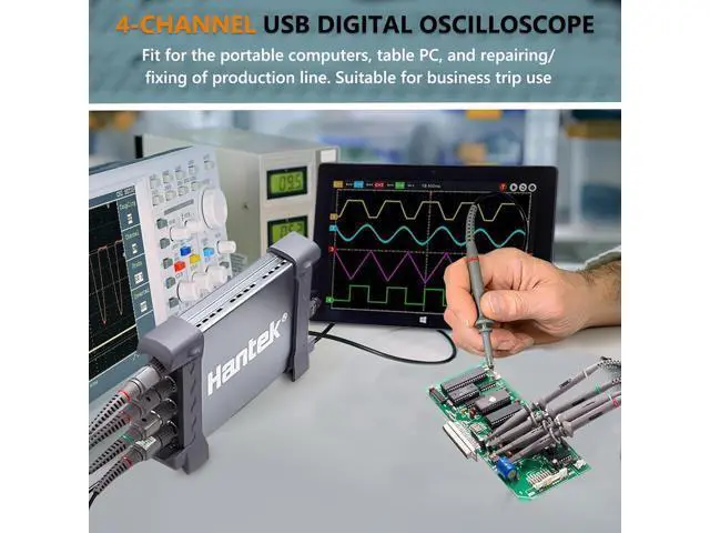 Alt view image 4 of 7 - Hantek Oscilloscope, 4CH Oscilloscope 250MHz USB PC Digital Oscillograph, 200MSa/s DDS Arbitrary Waveform Generator, with USB 2.0 Interface Hantek 6254BD