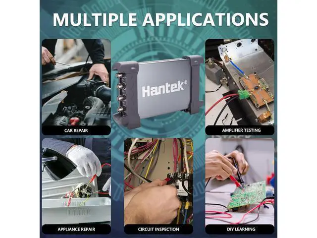 Alt view image 7 of 7 - Hantek Oscilloscope, 4CH Oscilloscope 250MHz USB PC Digital Oscillograph, 200MSa/s DDS Arbitrary Waveform Generator, with USB 2.0 Interface Hantek 6254BD