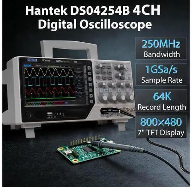 Alt view image 2 of 5 - Hantek DSO4254B 4-Channel 250MHz Digital Oscilloscope with 1GSa/s Real-Time Sampling, Serial Protocol Decode, Built-in DVM, USB Storage and SCPI Remote Control